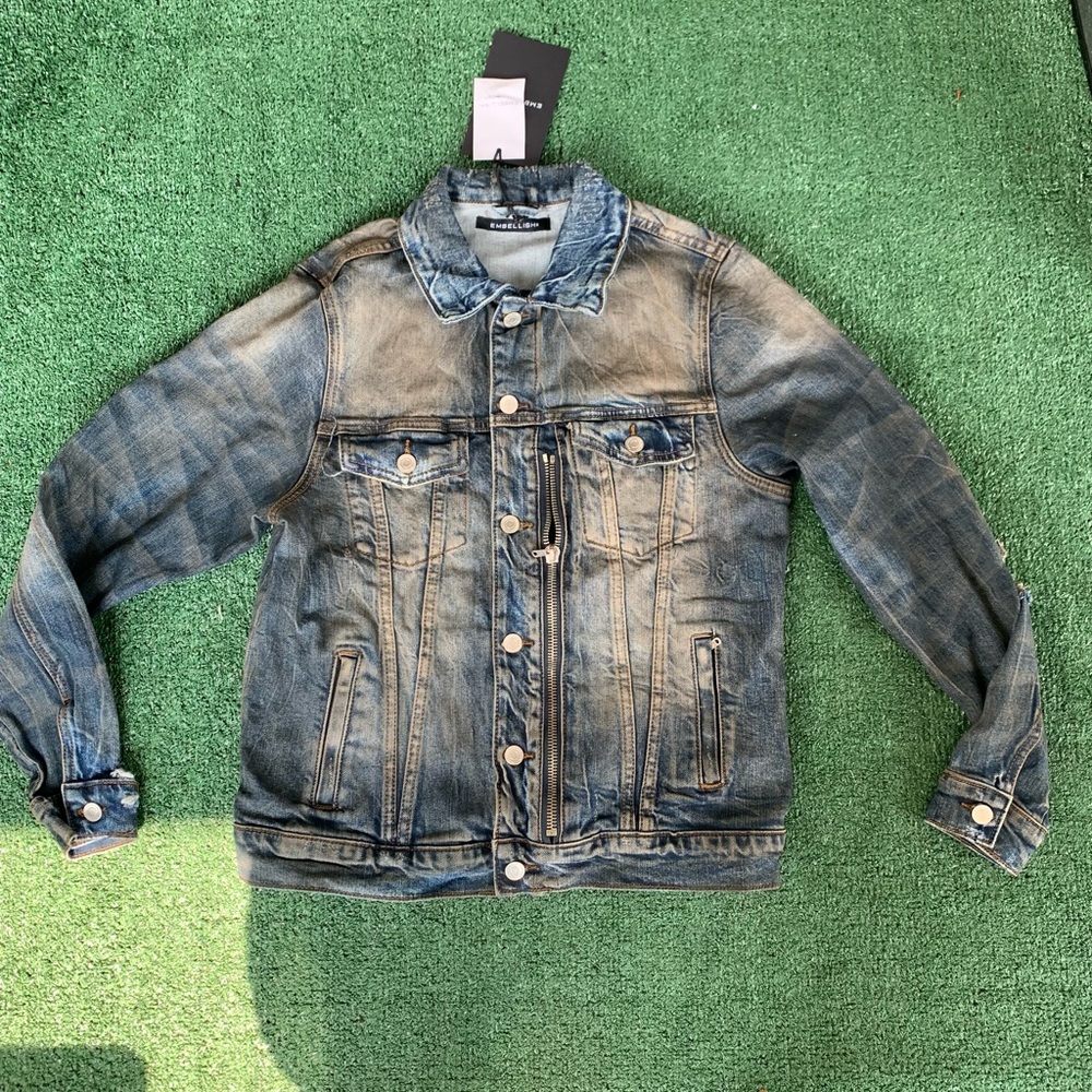 Embellish Blue Lightweight Denim Jacket with Distressed Look